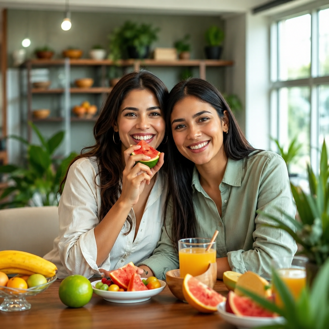 Equipo disfrutando fruta fresca en la oficina